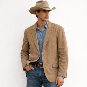 Clairborne Men's Tan Brown Western Corduroy Cowboy Classic Preppy Blazer 42R